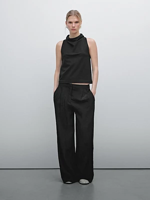 Funnel neck top with draped detail