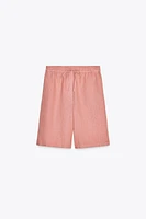 ZW COLLECTION 100% LINEN LONG BERMUDA SHORTS