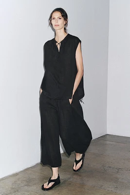 BLOUSE EN LIN 100 % À NŒUDS