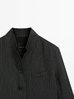 Linen blend pinstripe blazer