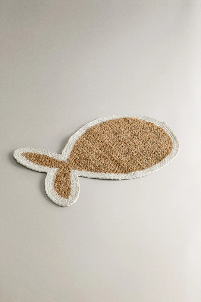 TAPIS JUTE POISSON ANIMAUX DE COMPAGNIE