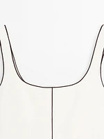 Linen mini dress with contrast trims