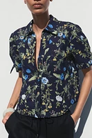 EMBROIDERED EYELET PRINTED SHIRT