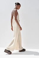 TEXTURED FLOWY LONG JUMPSUIT