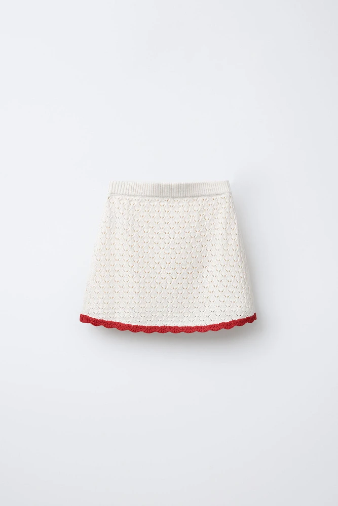 CONTRAST TRIM KNIT SKIRT