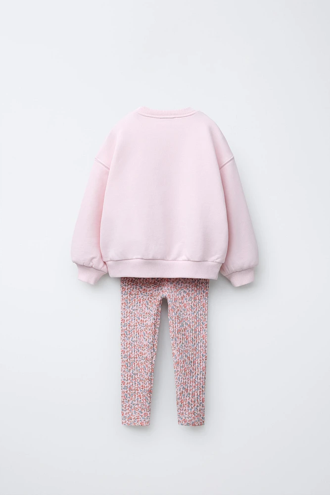 ENSEMBLE SWEAT AVEC PIÈCE ET LEGGING RIB IMPRIMÉ