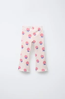 PRINTED RIBBED FLARE LEGGINGS