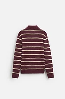 STRIPED TEXTURED KNIT POLO SHIRT