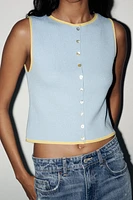 TOP EN MAILLE FINITIONS MATIÈRES VARIÉES