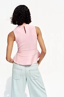 TIE-DETAIL PEPLUM KNIT TOP