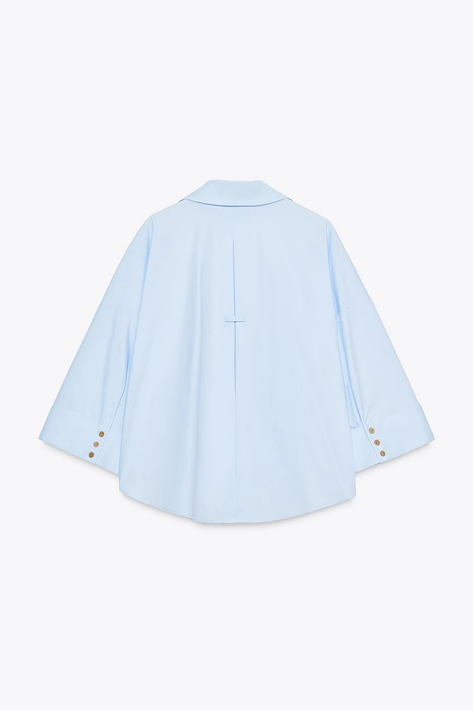 CHEMISE EN POPELINE À MANCHES LARGES
