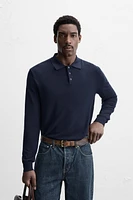 SILK WOOL BLEND KNIT POLO SHIRT