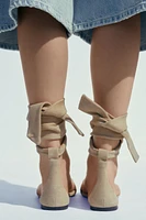 LEATHER STRAPPY FLAT SANDALS