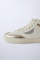 METALLIC HIGH-TOP SNEAKERS