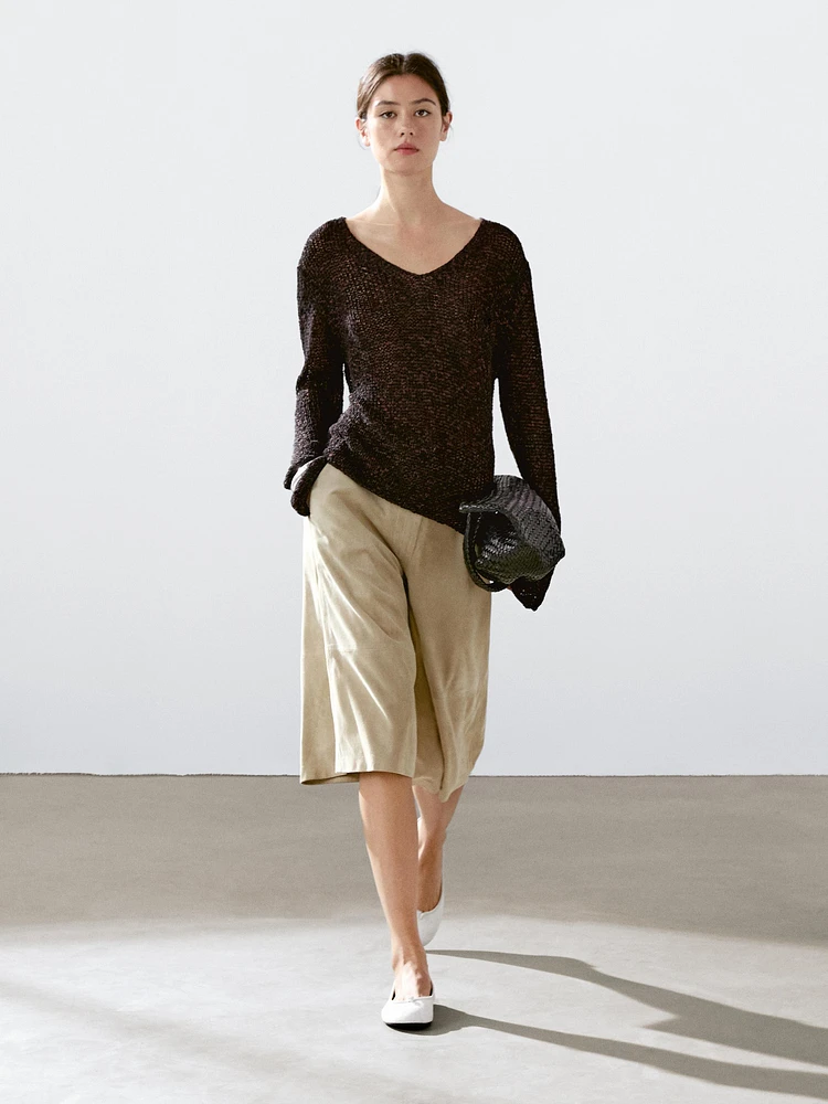 Pull coton en maille moulinée