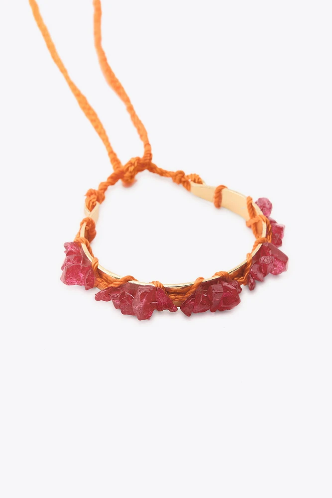 3-PACK OF RIGID FABRIC AND STONE BRACELETS