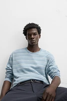 100% LINEN STRIPED SWEATER