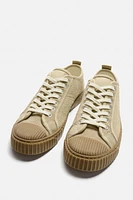 CONTRAST LEATHER SNEAKERS