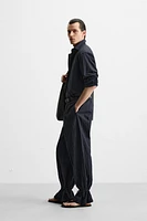 PANTALON EN COTON À EFFET PLISSÉ