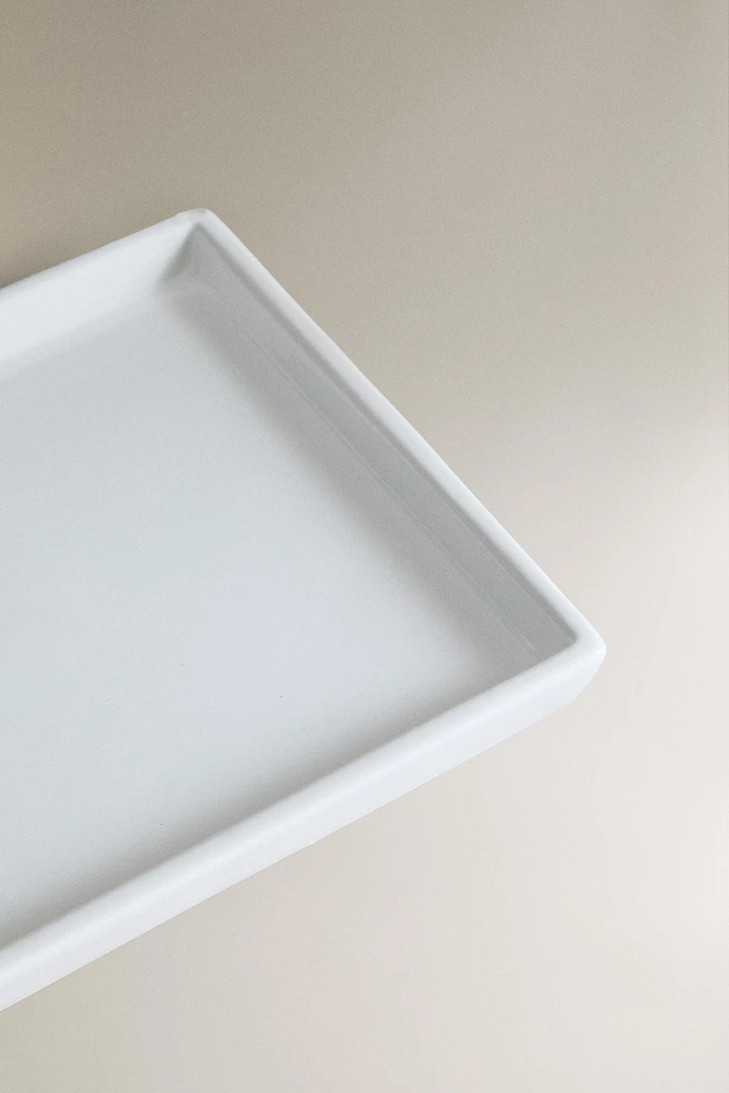 WHITE EARTHENWARE BATHROOM TRAY