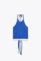 TOP HALTER EN MAILLE DOUBLE ÉPAISSEUR