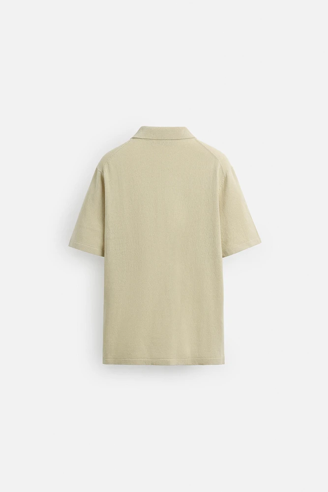 KNIT POLO SHIRT WITH LINEN
