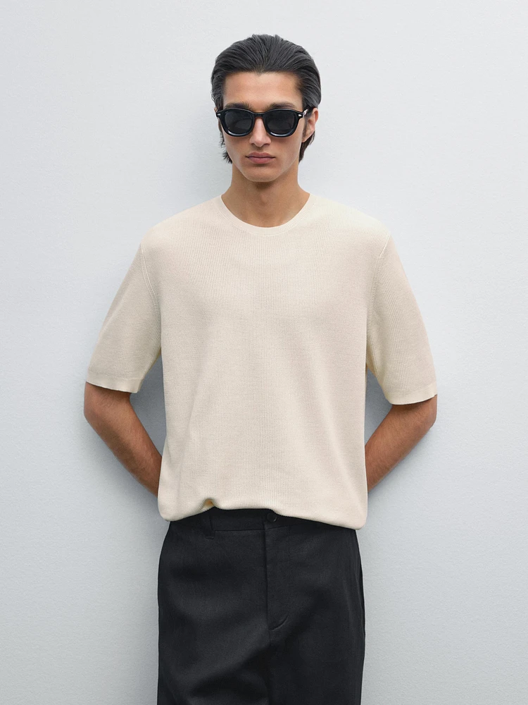 100% cotton short sleeve knit sweater
