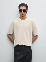 100% cotton short sleeve knit sweater
