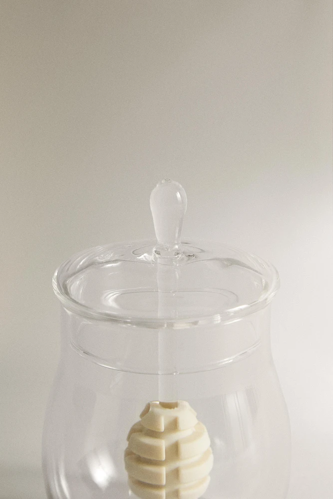 BOROSILICATE GLASS HONEY JAR WITH LID