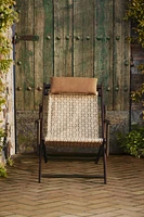 CHAISE LONGUE BOIS APPUI-TÊTE CUIR