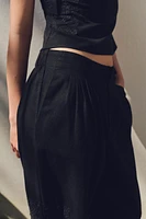 MULTI-PLEAT EMBROIDERED PANTS