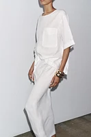 100% LINEN BLOUSE WITH POCKET ZW COLLECTION