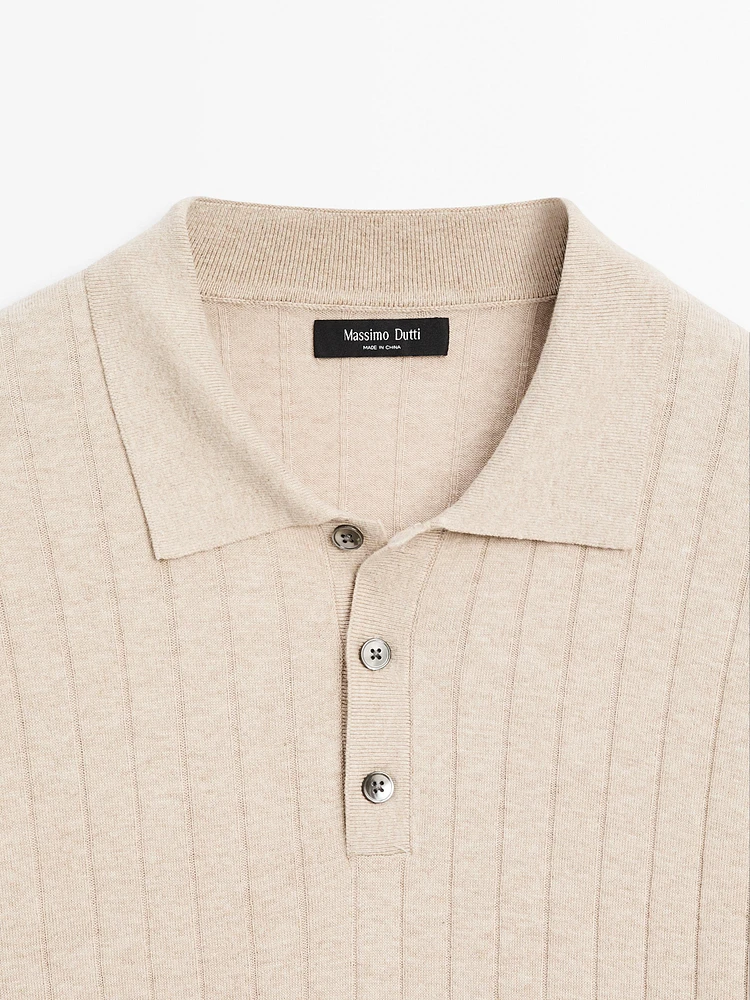 Polo en maille côtelée
