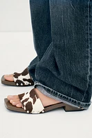 SANDALES IMPRIMÉ ANIMALIER EN CUIR AVEC EFFET FOURRURE