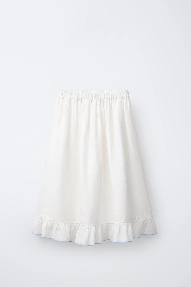 100% LINEN MIDI SKIRT