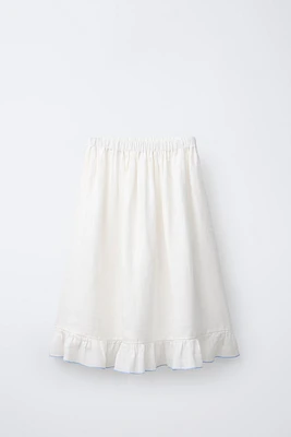 100% LINEN MIDI SKIRT
