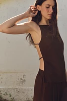 EMBROIDERED OPEN BACK TOP