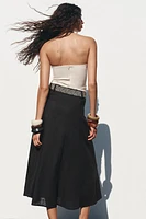 LINEN MIDI SKIRT WITH BELT