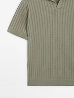 Pull en maille côtelée à col polo