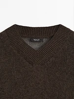Pull col V coton mélangé