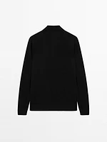 Linen polo collar knit sweater