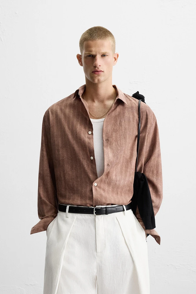 CHEMISE À RAYURES EFFET DÉLAVÉ