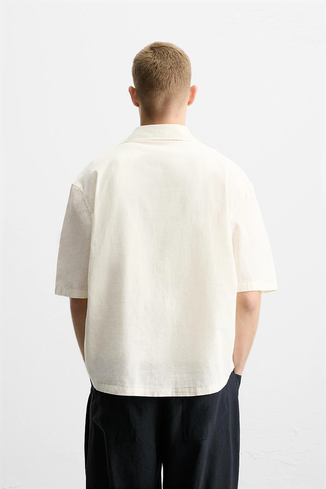 EMBROIDERED COTTON LINEN SHIRT