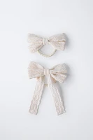 TWO-PACK OF HAIR SCRUNCHIES WITH CUT-OUT BOWS