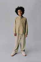 LINEN MANDARIN COLLAR SHIRT