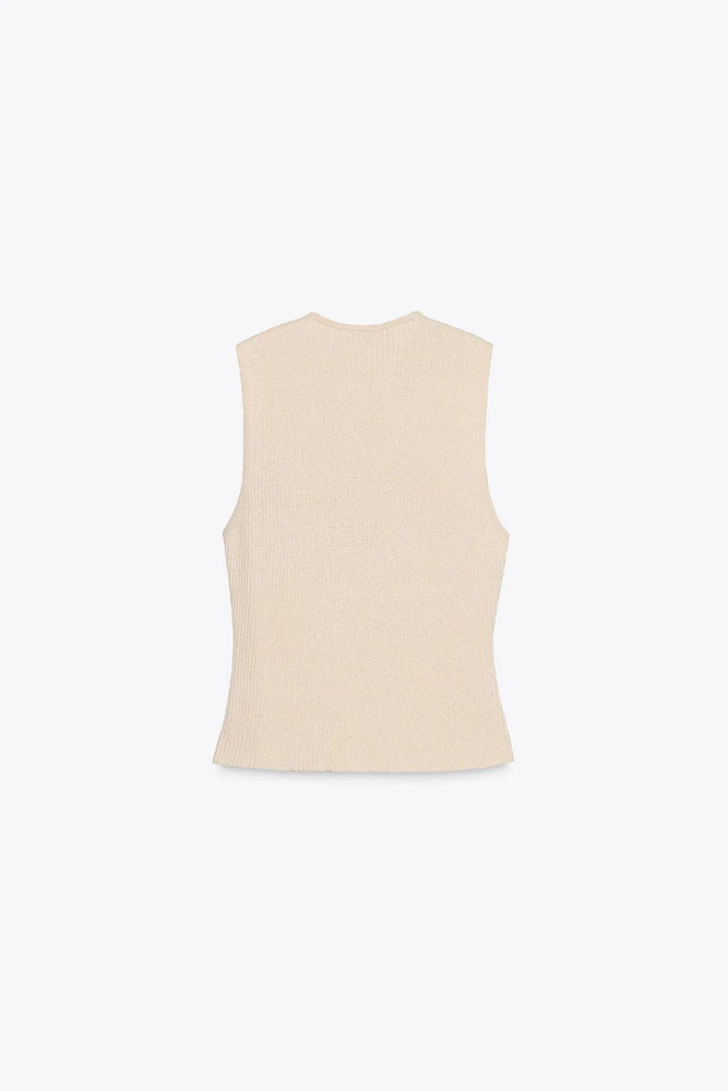 TOP GILET EN MAILLE