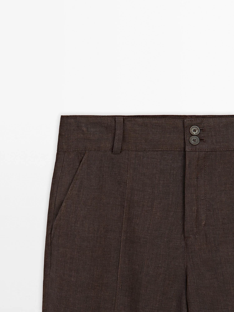 100% linen flare fit trousers