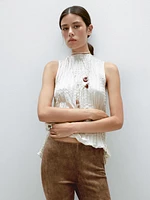 Pantalon flare en cuir finition daim
