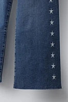 NAVY EMBROIDERED STAR JEANS