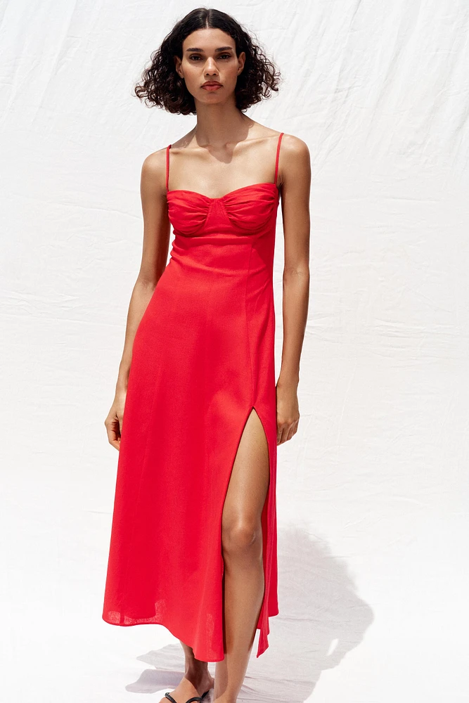 LINEN MIDI CORSET DRESS